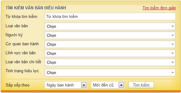 Van ban dieu hanh - Tim kiem nang cao