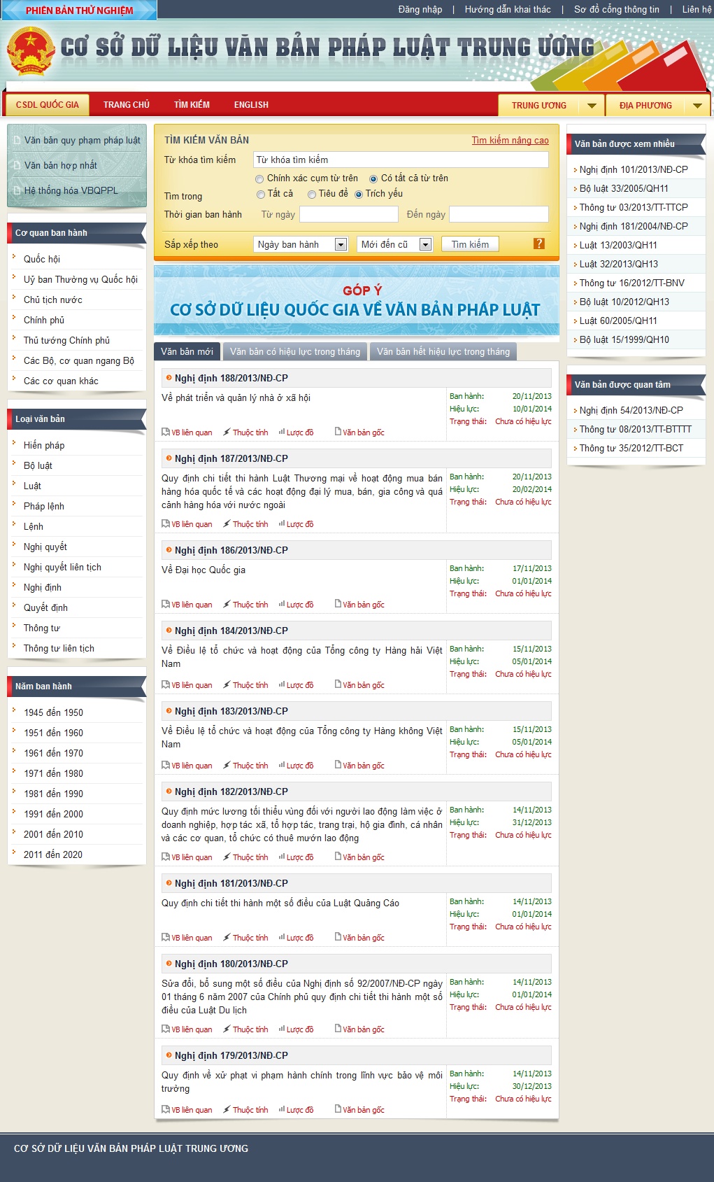 CSDL Trung uong - Trang chu1