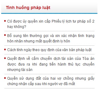 Webpart Tinh huong phap luat